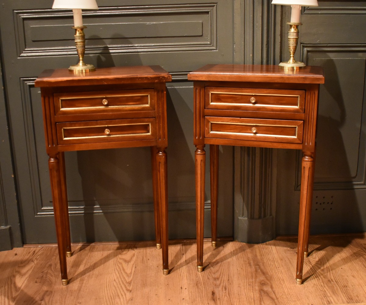 Pair Of Louis XVI Style Bedside Tables-photo-2