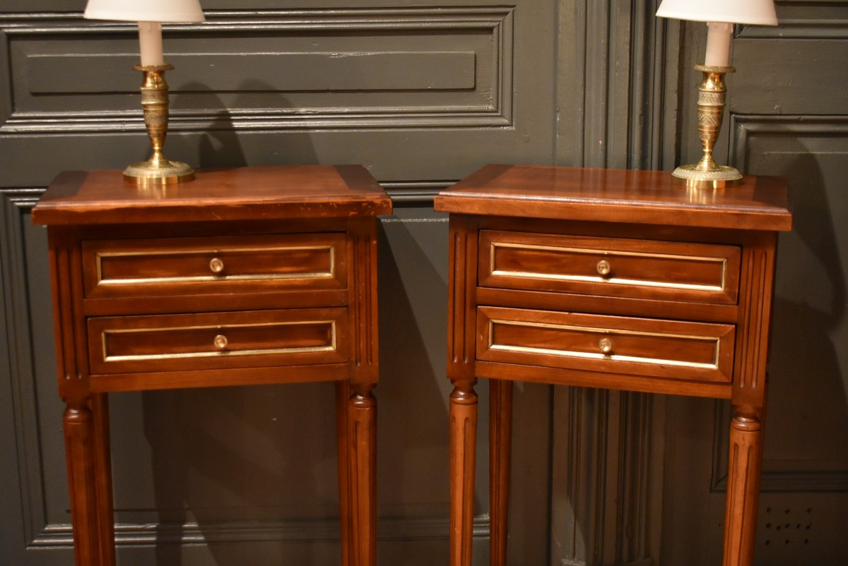 Pair Of Louis XVI Style Bedside Tables-photo-3