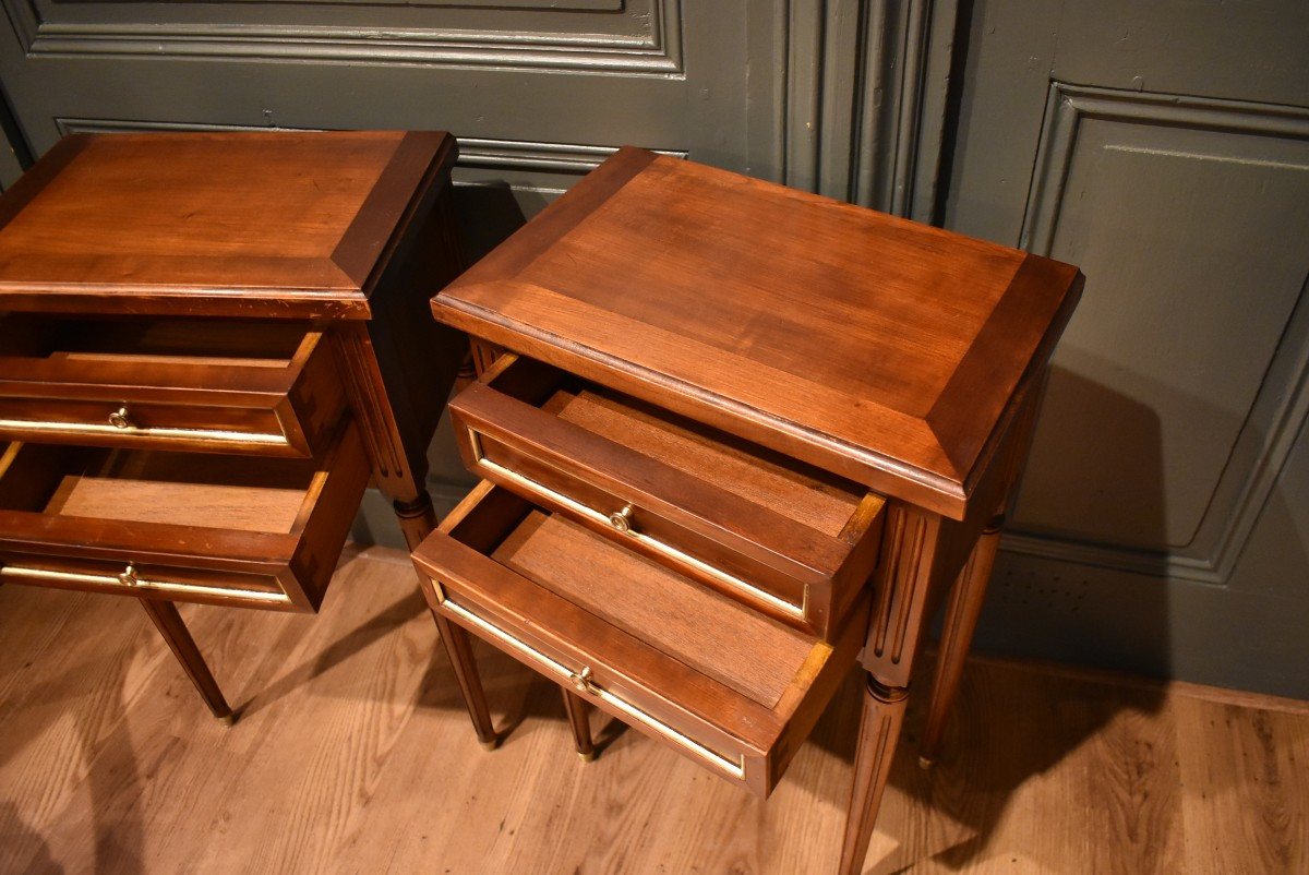 Pair Of Louis XVI Style Bedside Tables-photo-2