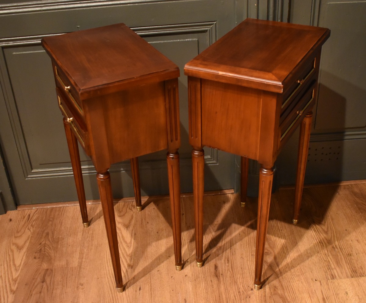 Pair Of Louis XVI Style Bedside Tables-photo-5