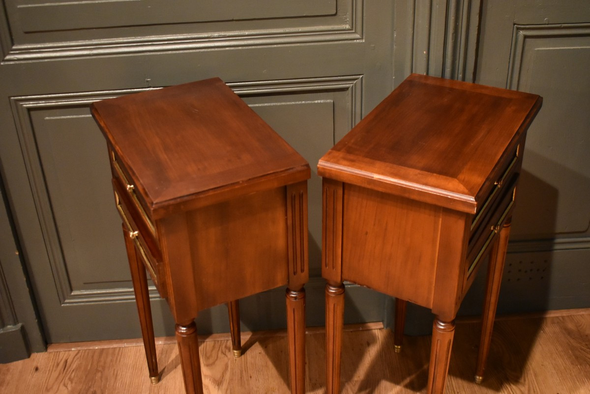 Pair Of Louis XVI Style Bedside Tables-photo-6