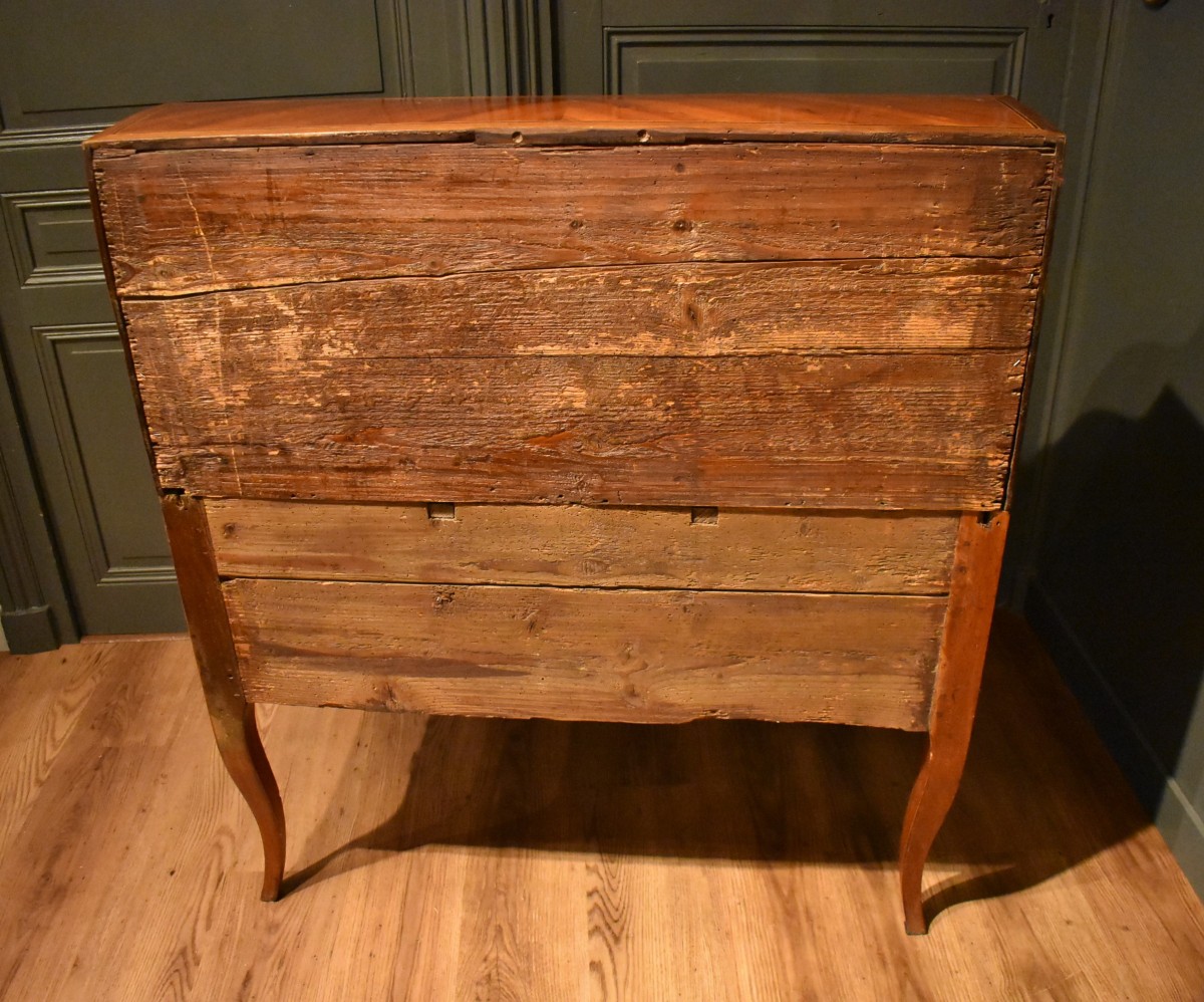 Cylinder Desk In Walnut And Marquetry-photo-7