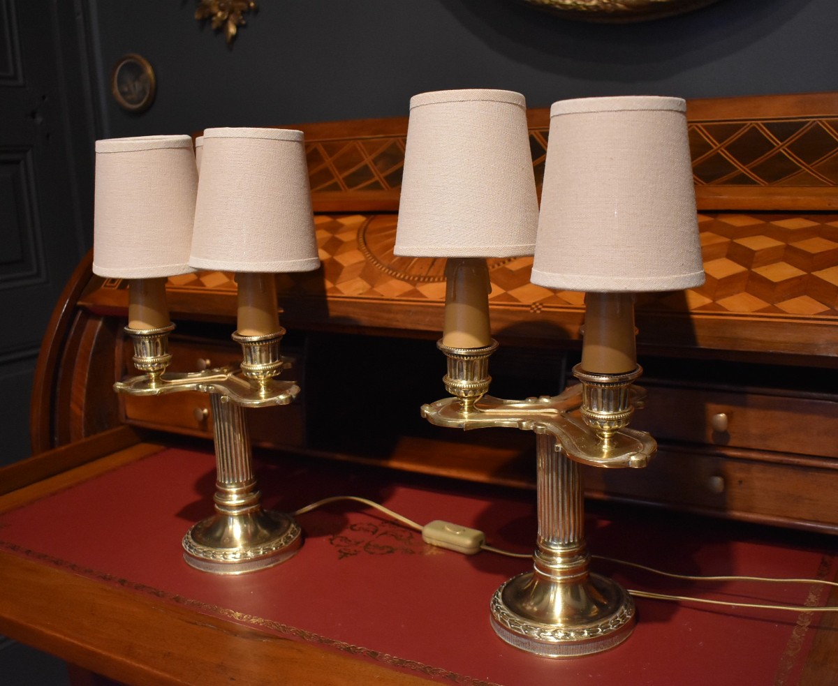 Paire de lampes bougeoirs de style Louis XVI-photo-1