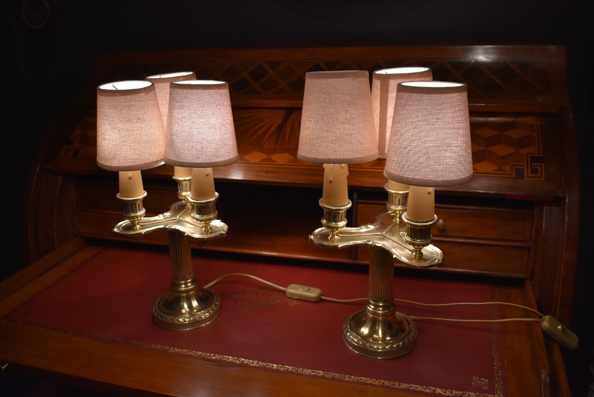 Paire de lampes bougeoirs de style Louis XVI-photo-3