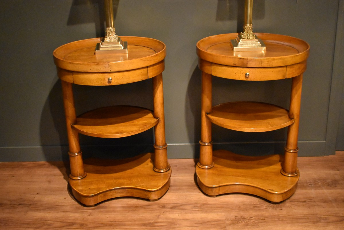 Pair Of Empire Style Bedside Tables In Walnut-photo-2