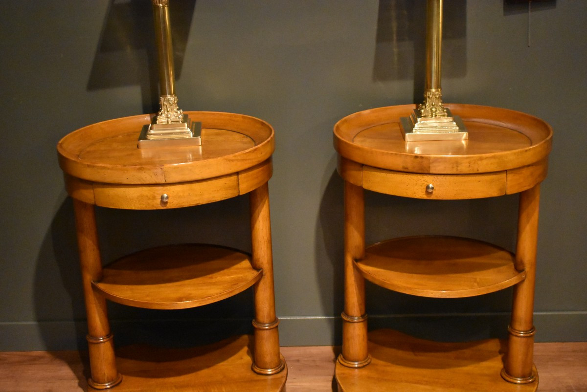 Pair Of Empire Style Bedside Tables In Walnut-photo-3