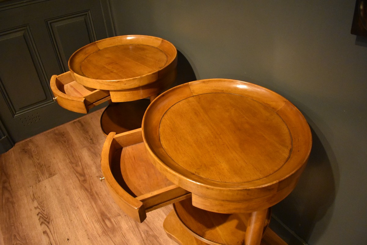 Pair Of Empire Style Bedside Tables In Walnut-photo-2
