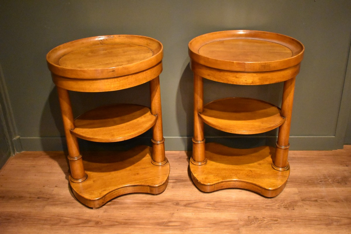 Pair Of Empire Style Bedside Tables In Walnut-photo-5