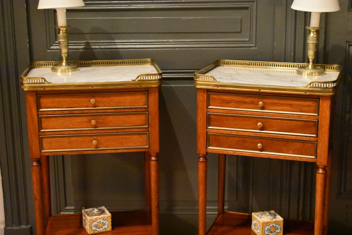 Pair Of Louis XVI Style Bedside Tables-photo-3