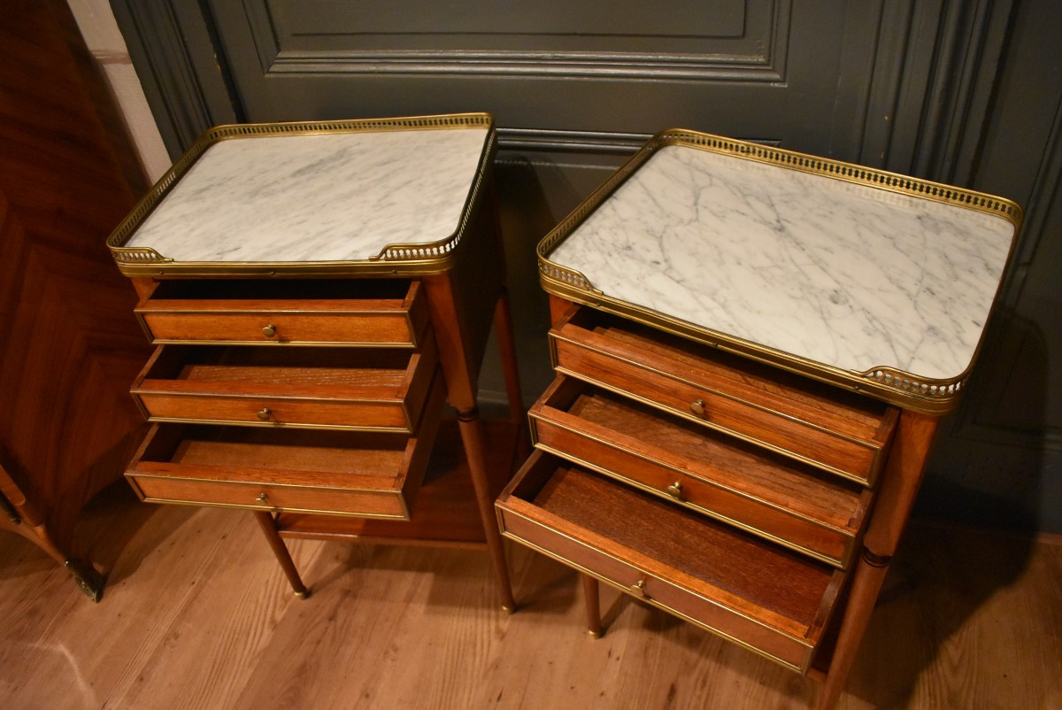 Pair Of Louis XVI Style Bedside Tables-photo-1
