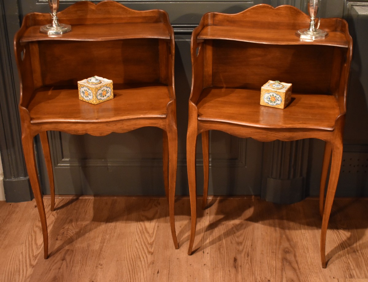 Pair Of Louis XV Style Cherrywood Bedside Tables-photo-2