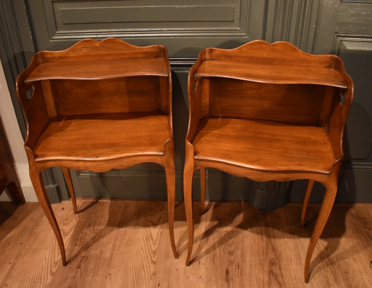 Pair Of Louis XV Style Cherrywood Bedside Tables-photo-4