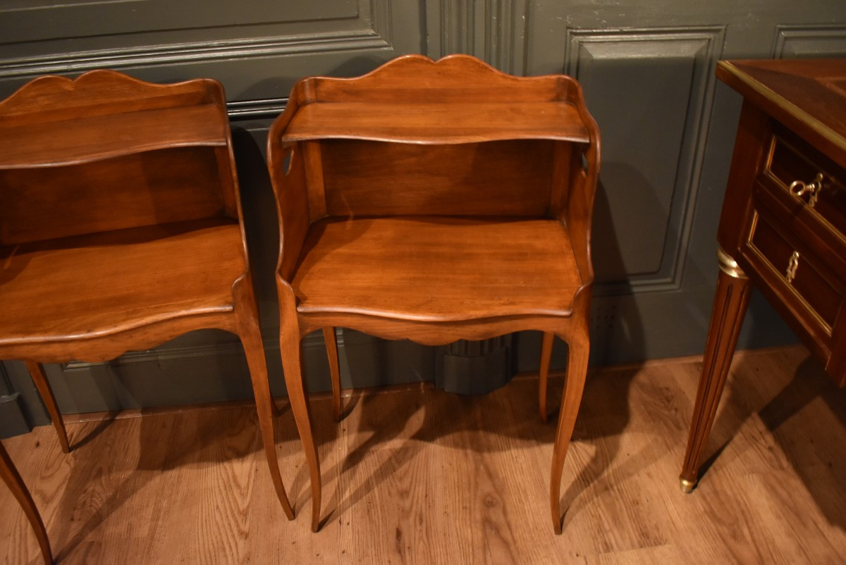 Pair Of Louis XV Style Cherrywood Bedside Tables-photo-3