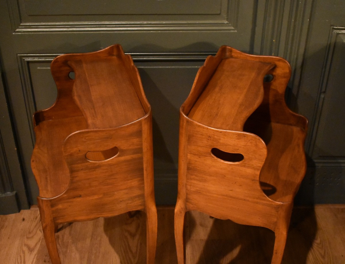 Pair Of Louis XV Style Cherrywood Bedside Tables-photo-8