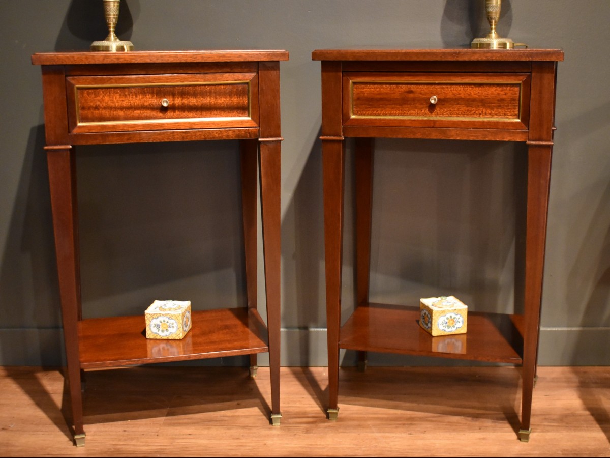 Pair Of Louis XVI Style Bedside Tables-photo-2