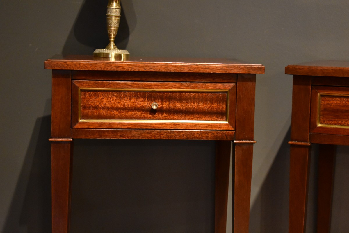 Pair Of Louis XVI Style Bedside Tables-photo-4