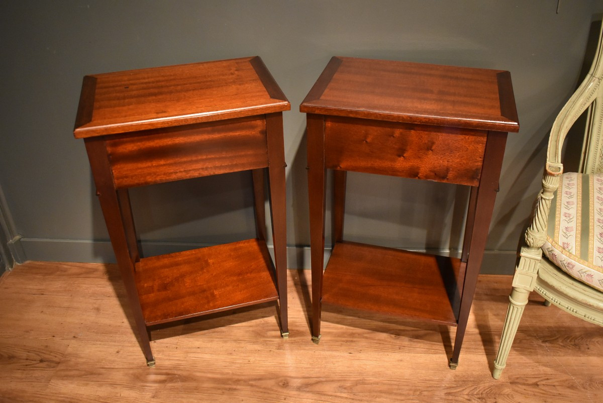 Pair Of Louis XVI Style Bedside Tables-photo-6