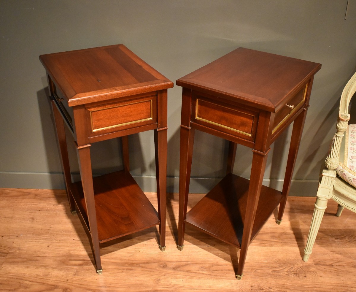 Pair Of Louis XVI Style Bedside Tables-photo-7