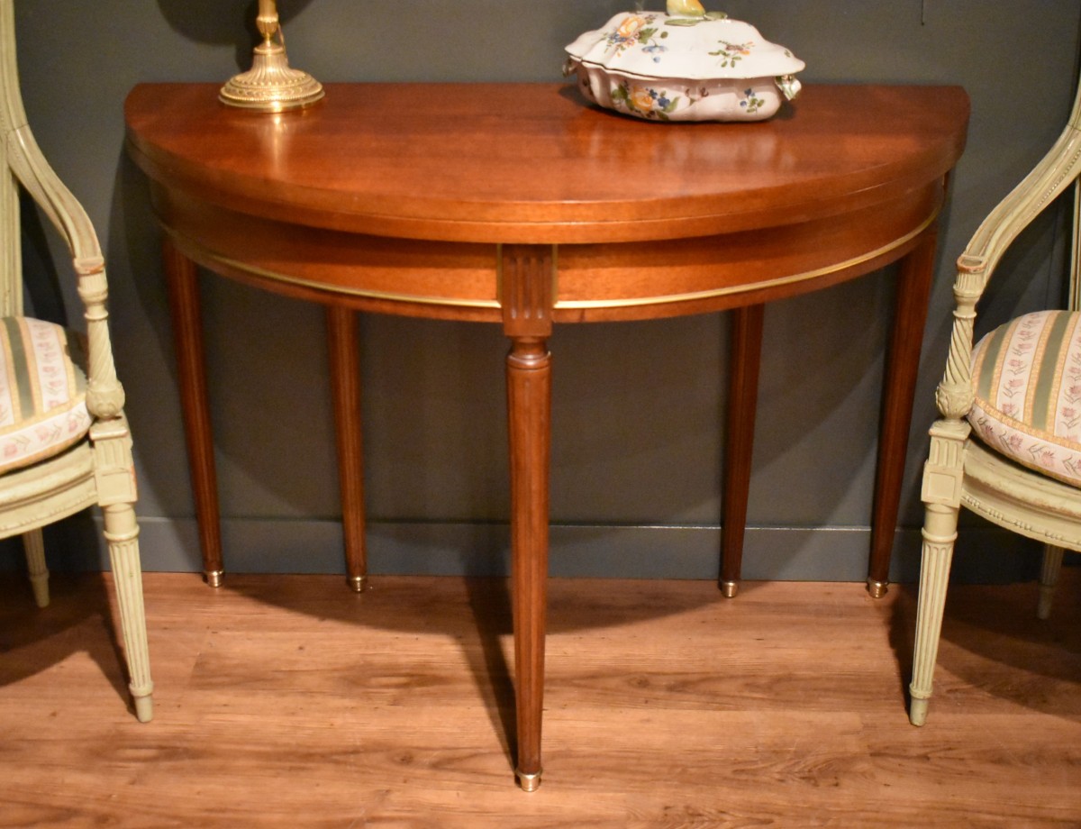 Table demi lune de style Louis XVI-photo-2