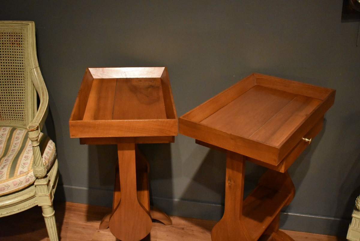 Paire de  tables de chevet en noyer de style DIrectoire-photo-8