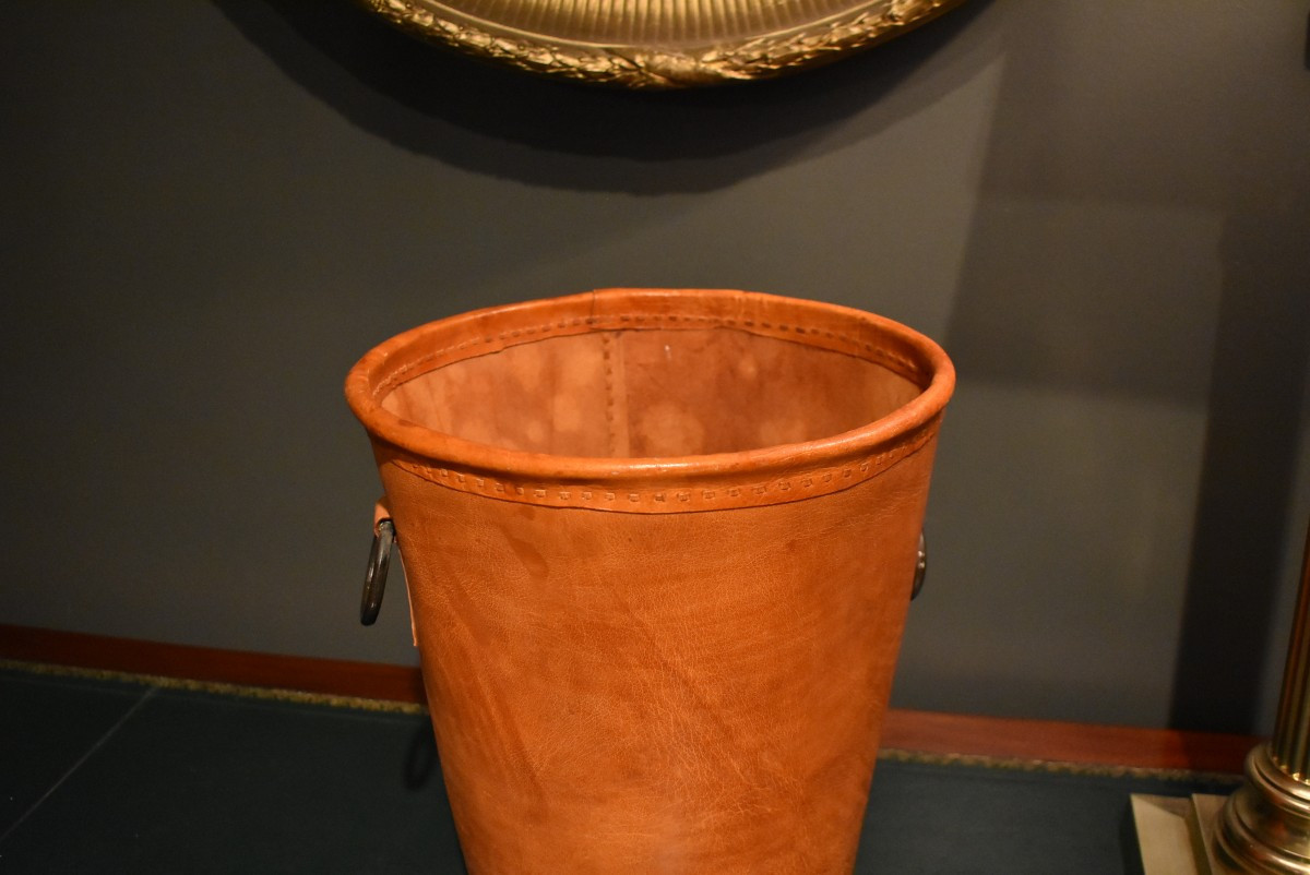 Leather Wastepaper Basket-photo-2