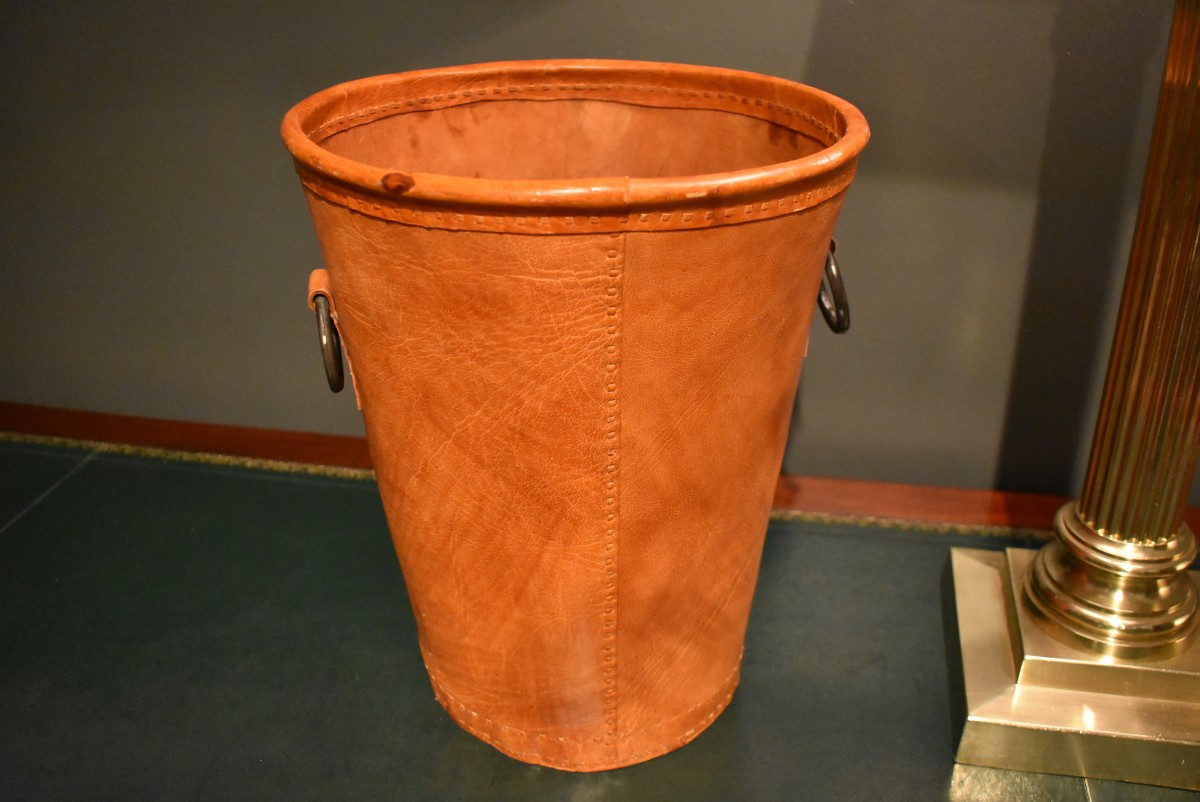 Leather Wastepaper Basket-photo-1