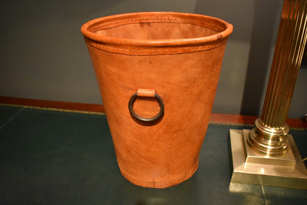 Leather Wastepaper Basket-photo-2