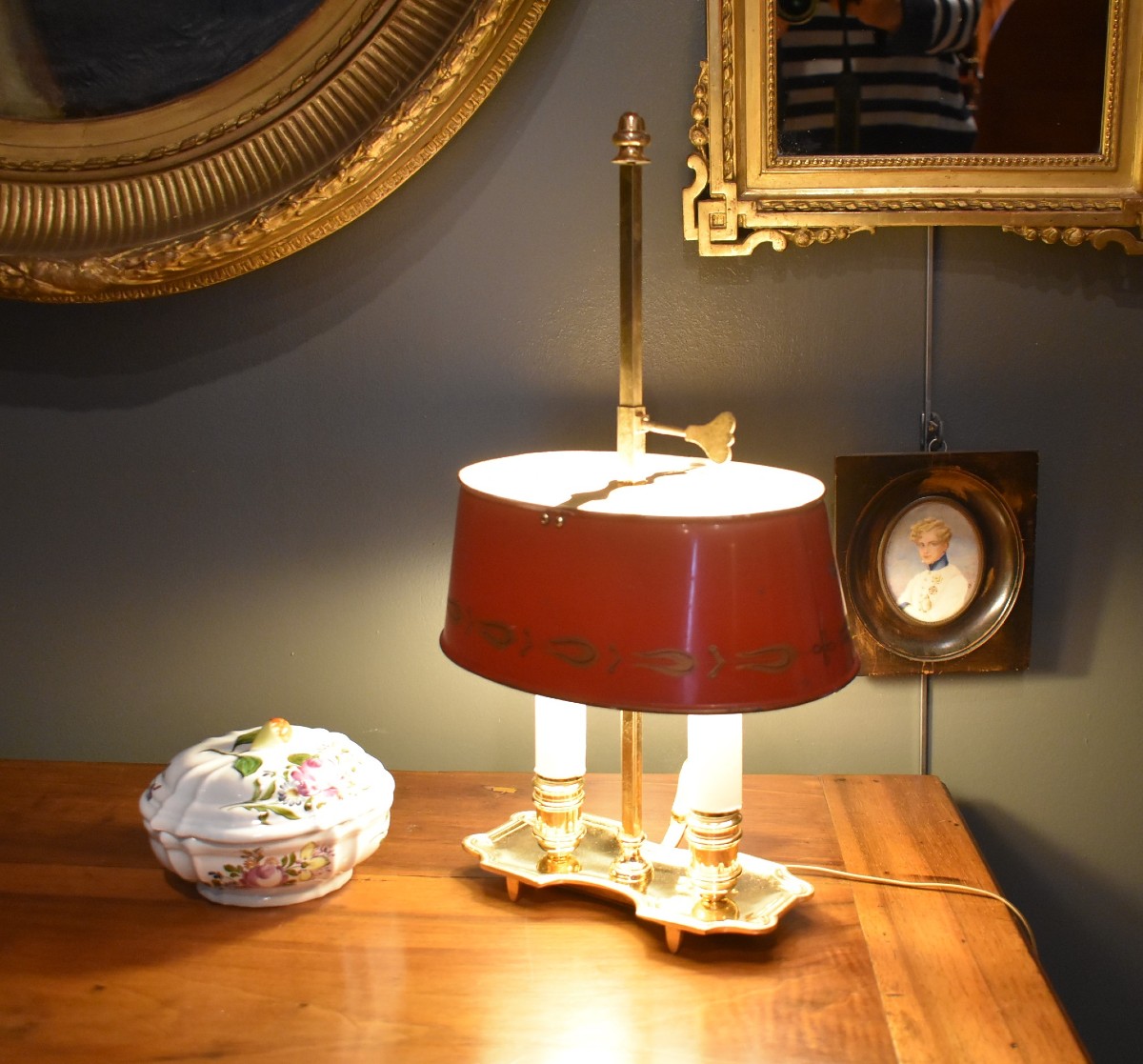 Small Bouillotte Lamp In Gilded Bronze-photo-4