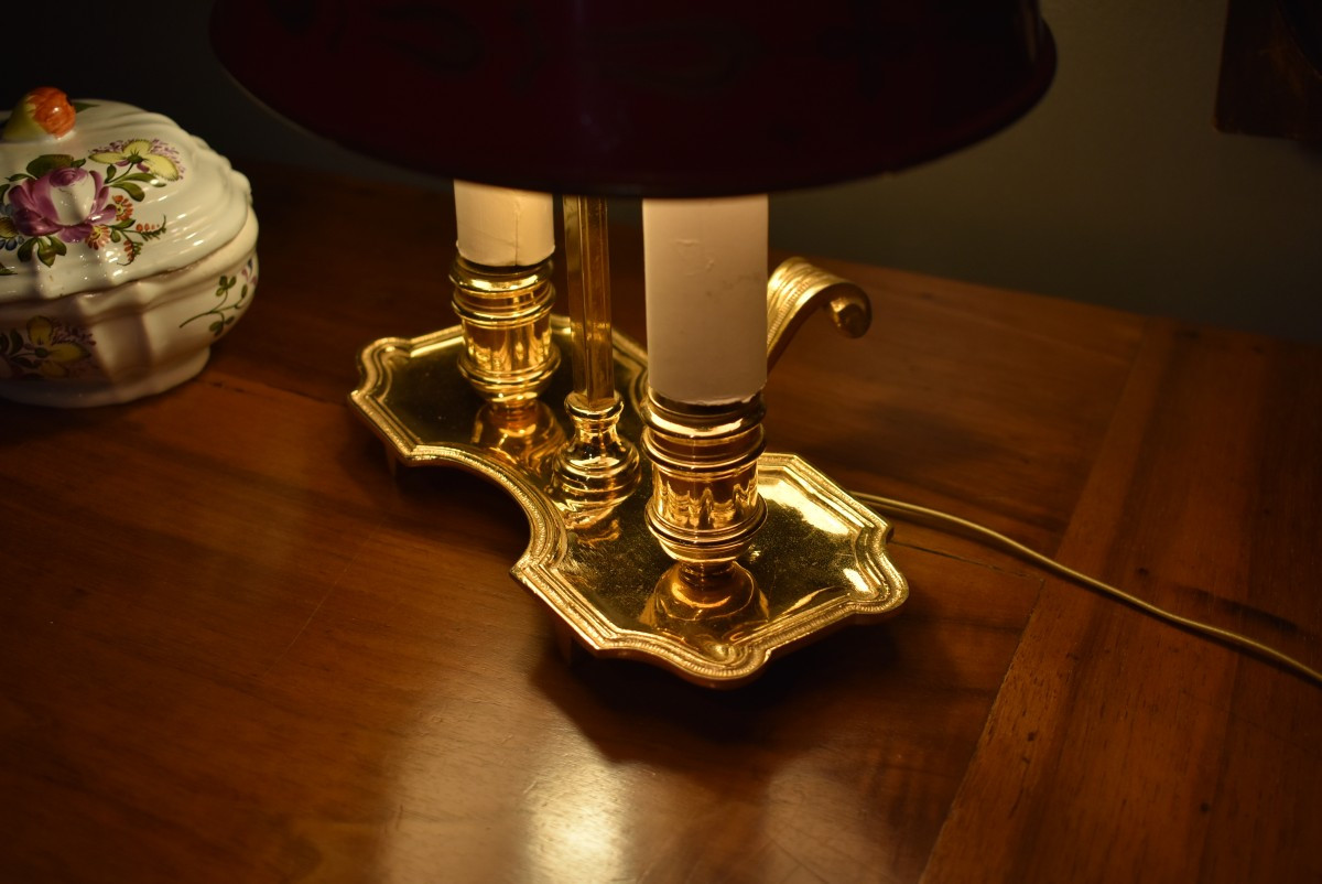 Small Bouillotte Lamp In Gilded Bronze-photo-1