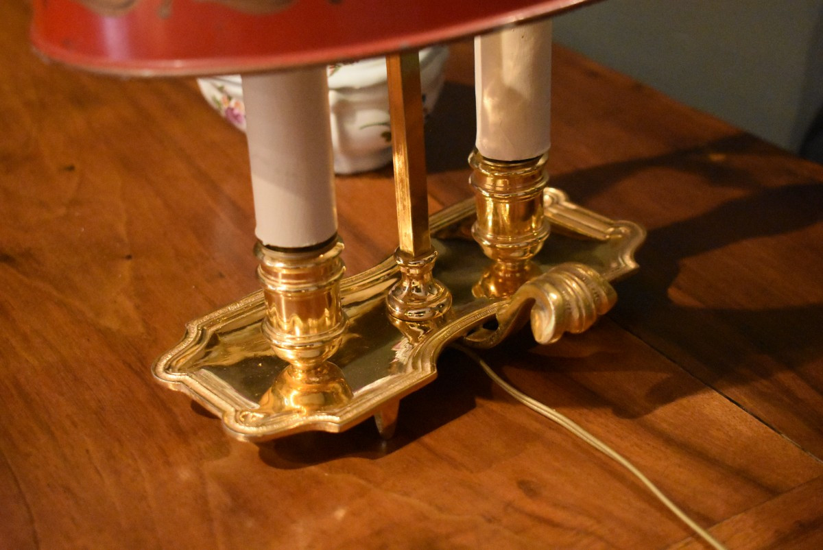 Small Bouillotte Lamp In Gilded Bronze-photo-5