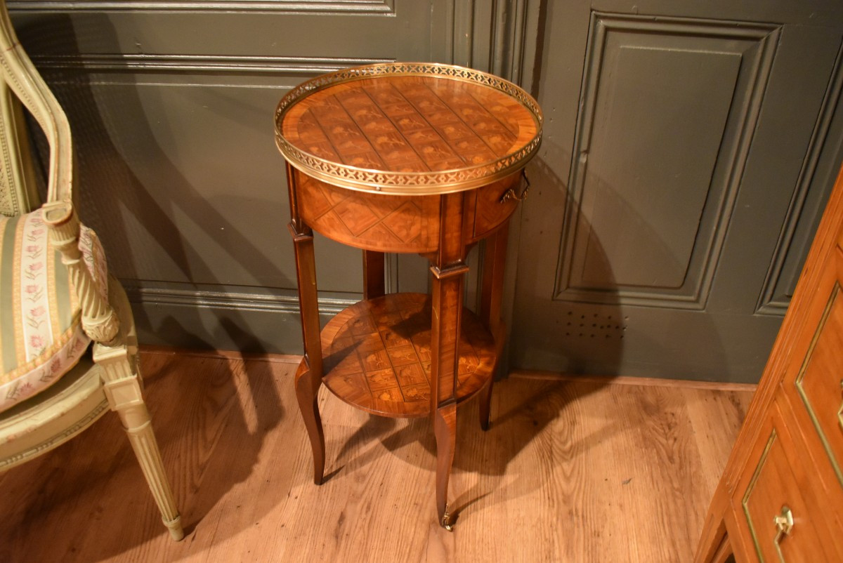 Petite table d'appoint en marqueterie-photo-8