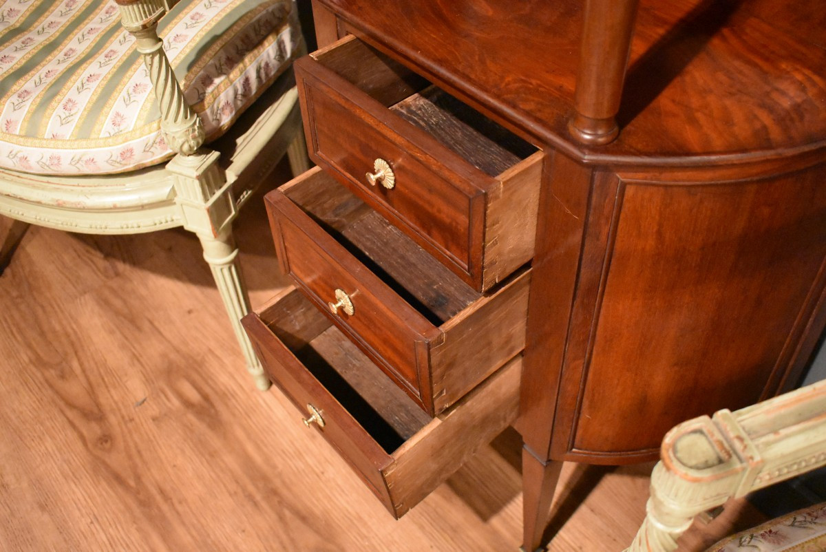 Petit meuble d'entre-deux en acajou de style Louis XVI-photo-4