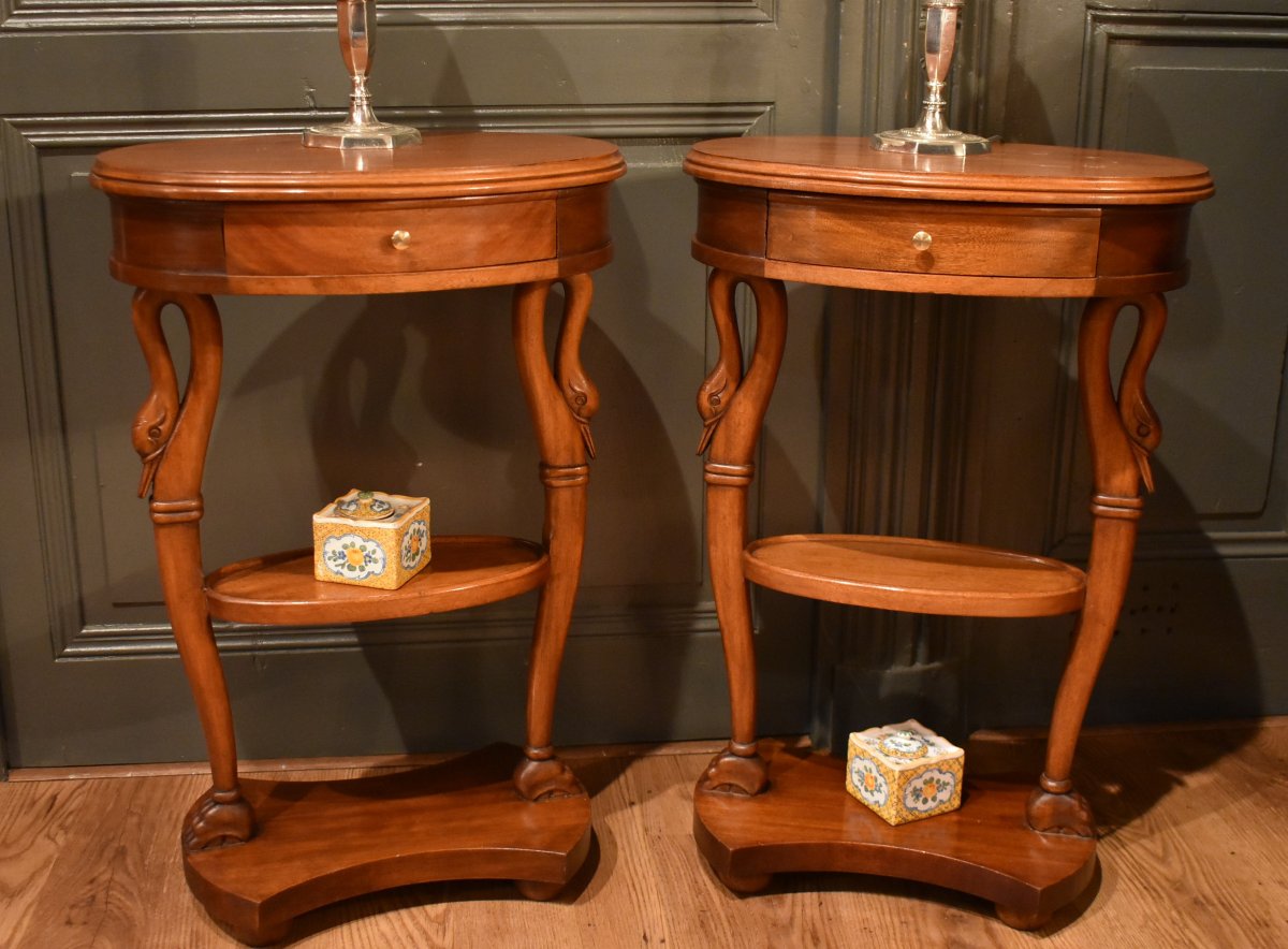 Pair Of Swan-neck Bedside Tables-photo-3