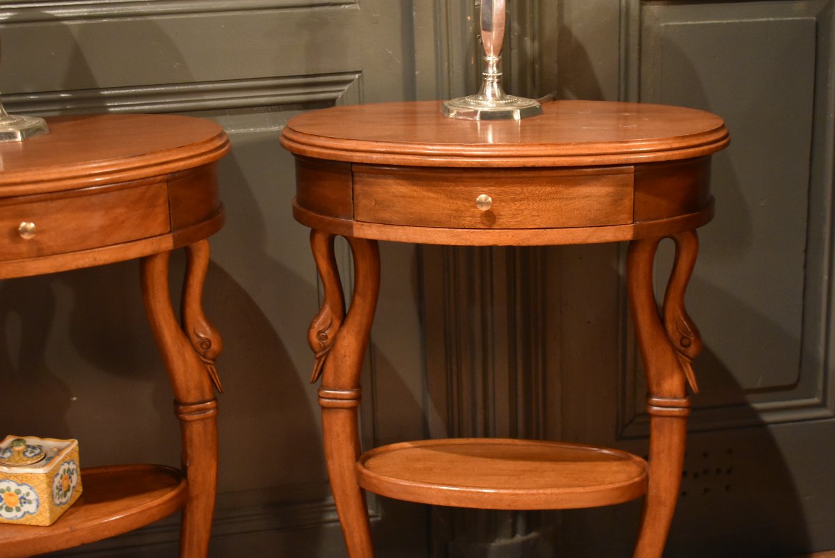 Pair Of Swan-neck Bedside Tables-photo-4