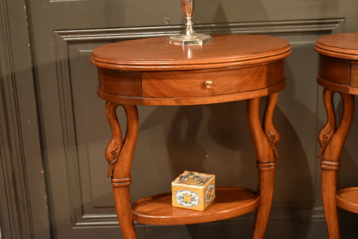 Pair Of Swan-neck Bedside Tables-photo-1