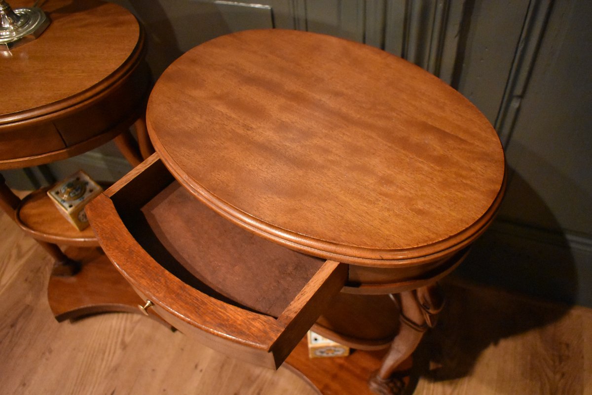 Pair Of Swan-neck Bedside Tables-photo-4