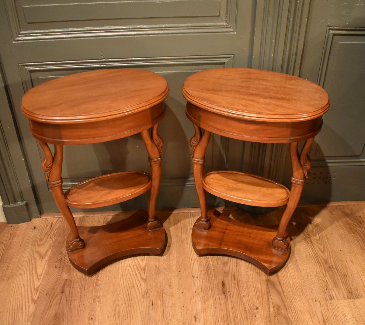 Pair Of Swan-neck Bedside Tables-photo-6