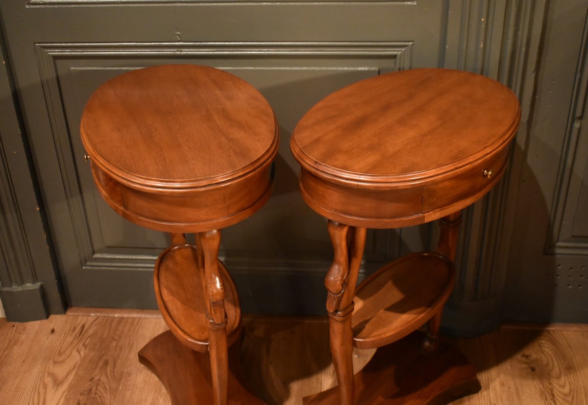 Pair Of Swan-neck Bedside Tables-photo-8