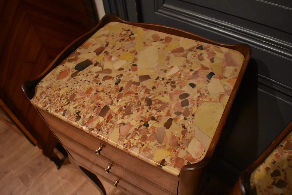 Pair Of Louis XV Style Bedside Tables-photo-2