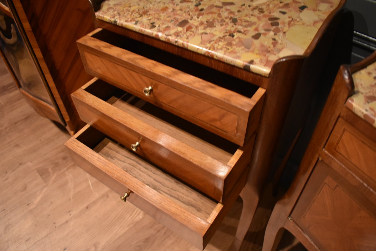 Pair Of Louis XV Style Bedside Tables-photo-3