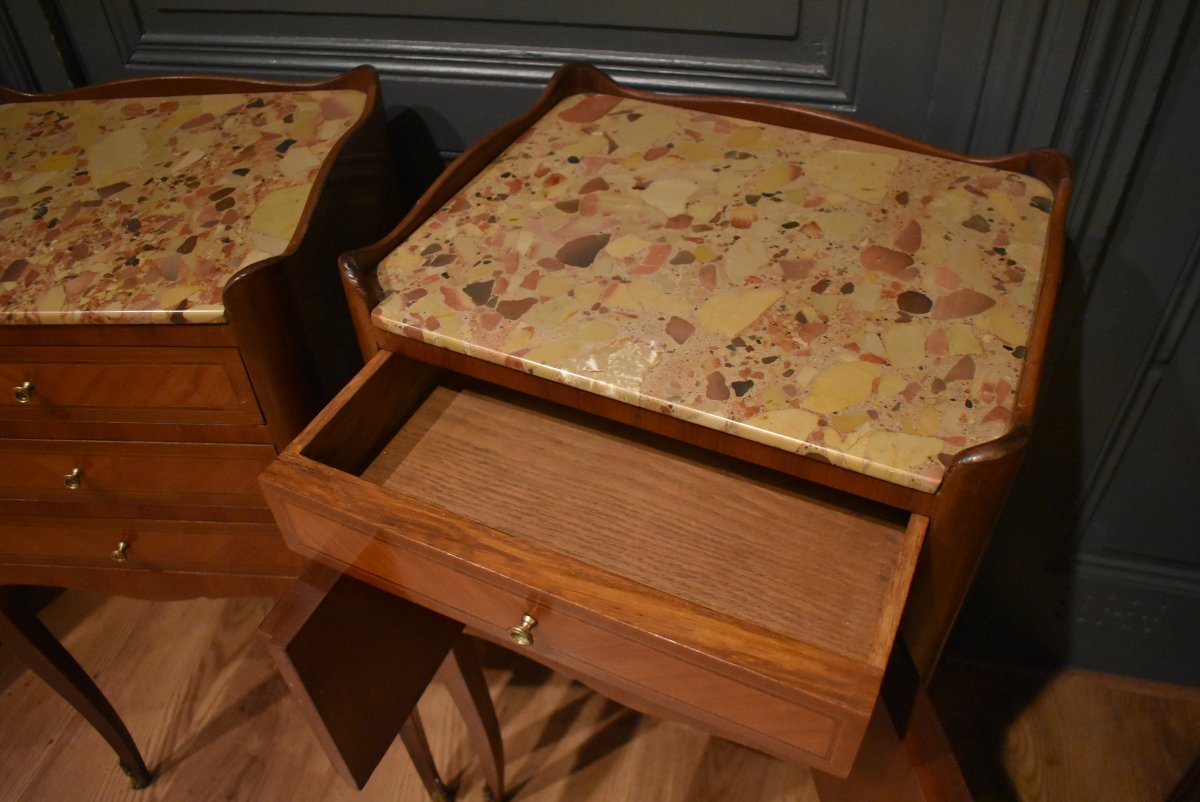 Pair Of Louis XV Style Bedside Tables-photo-5