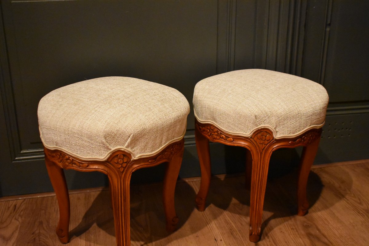 Paire de petits tabourets de style Louis XV-photo-2