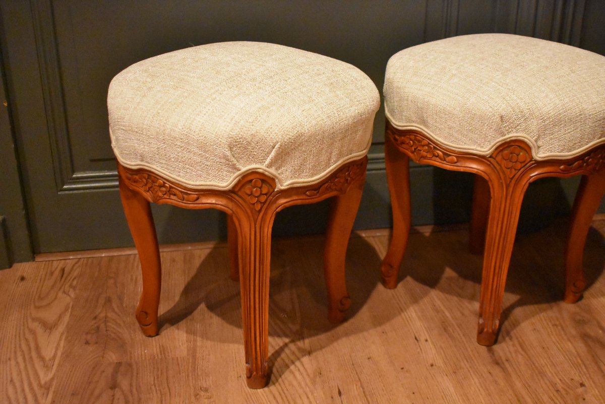 Paire de petits tabourets de style Louis XV-photo-3