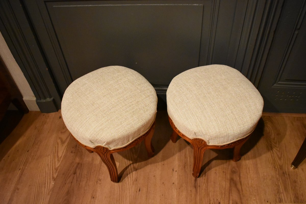 Paire de petits tabourets de style Louis XV-photo-1
