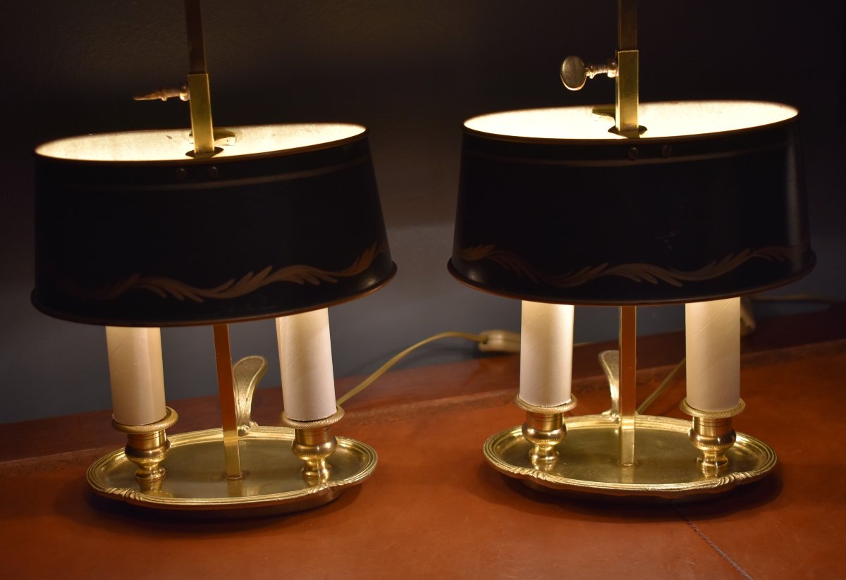 Pair Of Small Bouillotte Lamp-photo-2