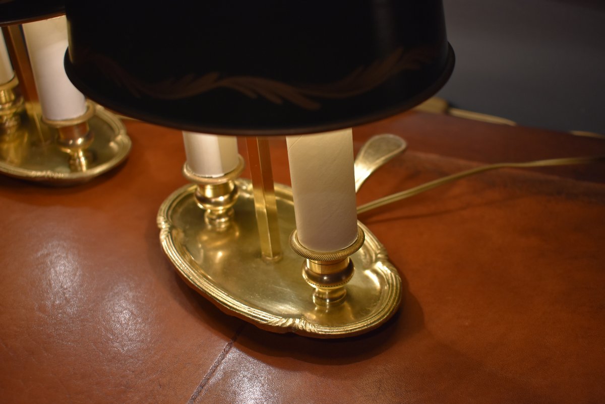 Pair Of Small Bouillotte Lamp-photo-3