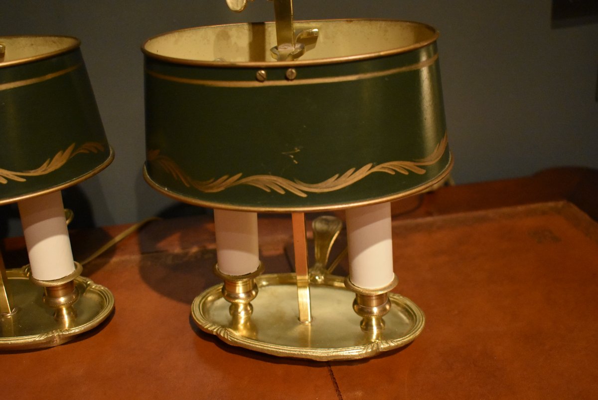Pair Of Small Bouillotte Lamp-photo-3