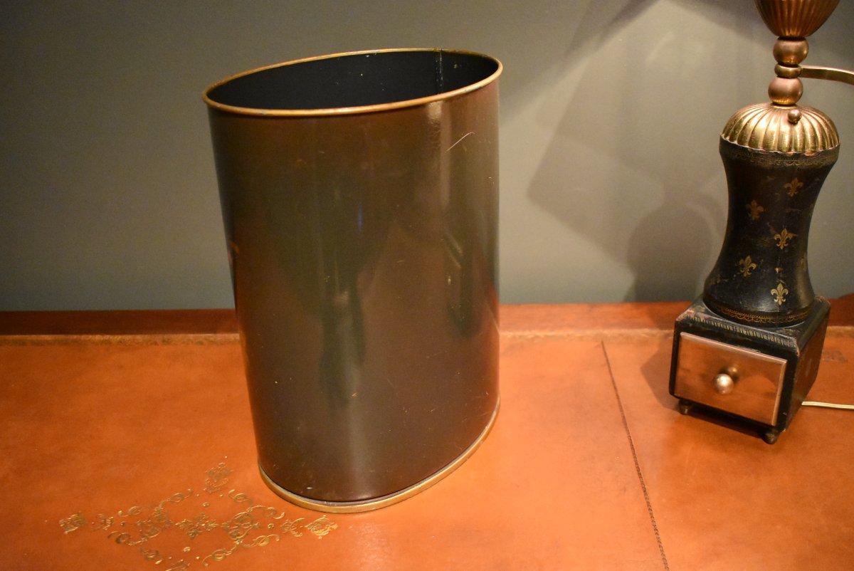 Painted Metal Wastebasket-photo-1