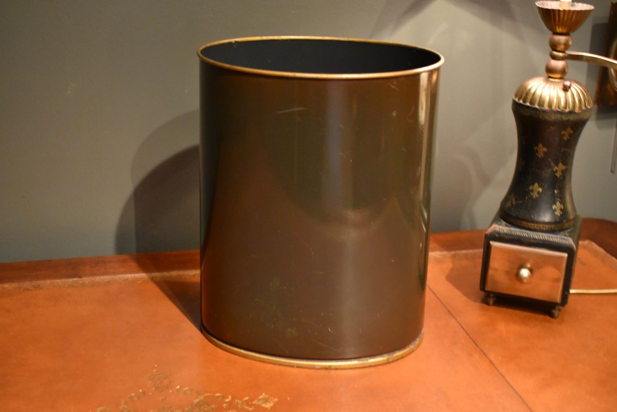 Painted Metal Wastebasket-photo-2