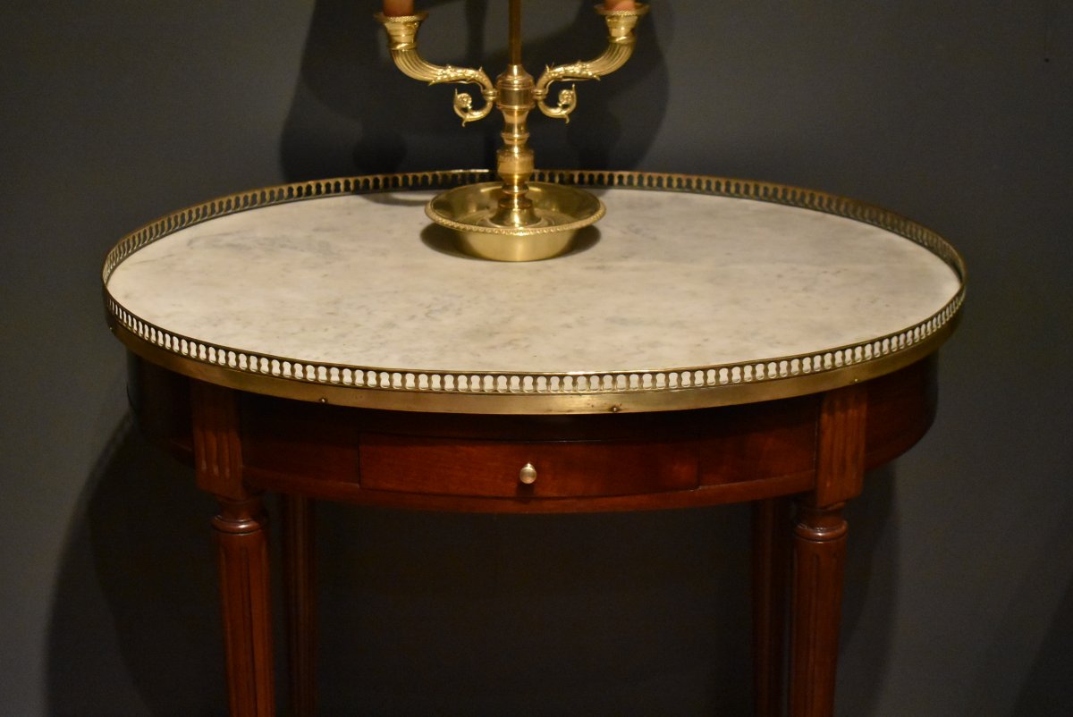 Table bouillotte ovale de style Louis XVI-photo-3